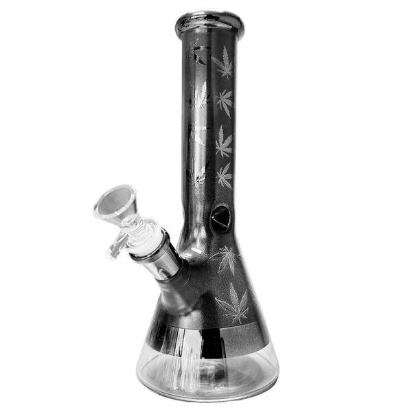 Weed Leaves Glass Bong Grey 25cm
